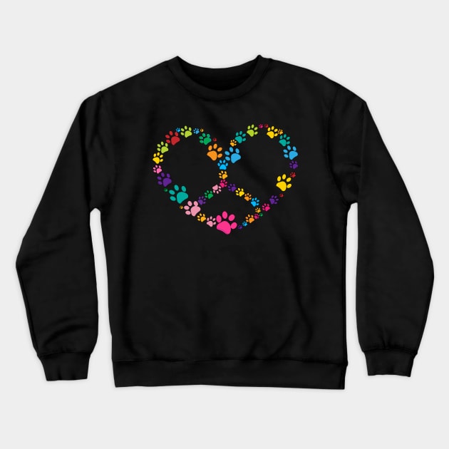 Dog Paw Print Heart Peace Sign Dog Lovers Crewneck Sweatshirt by Dibble Dabble Designs